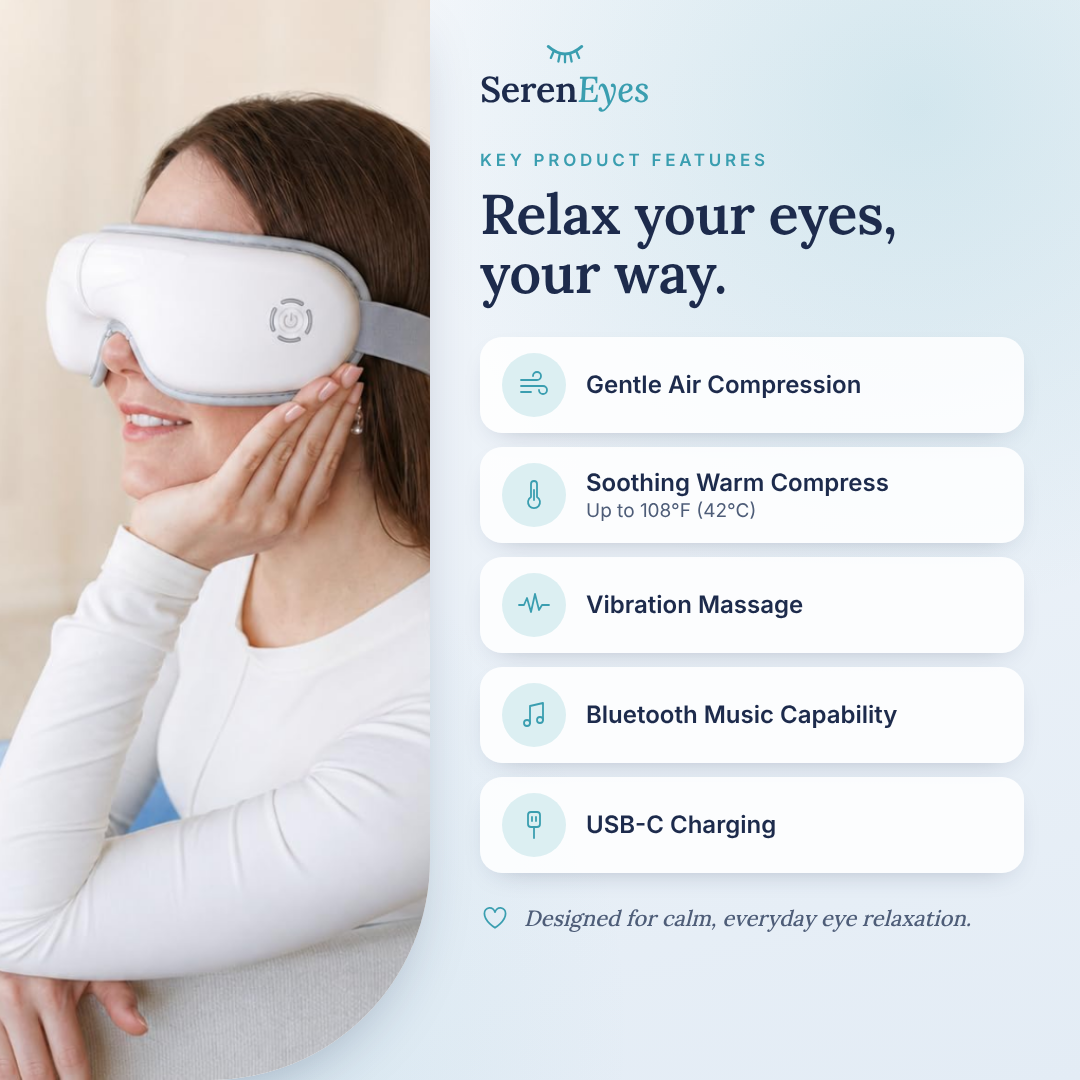 Key features: air compression, warm compress up to 108°F, vibration, Bluetooth music, USB-C charging