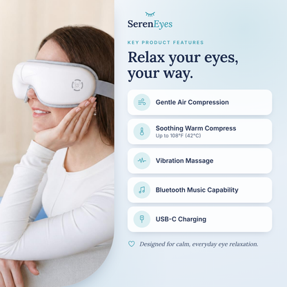 Key features: air compression, warm compress up to 108°F, vibration, Bluetooth music, USB-C charging